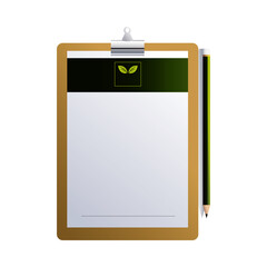 clipboard with elements of logo and colors