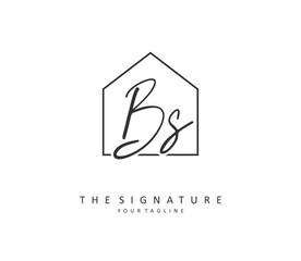 B S BS Initial letter handwriting and signature logo. A concept handwriting initial logo with template element.