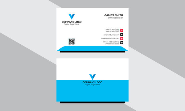 blue white business card template