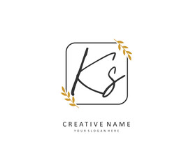 K S KS Initial letter handwriting and signature logo. A concept handwriting initial logo with template element.