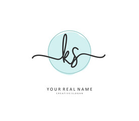 K S KS Initial letter handwriting and signature logo. A concept handwriting initial logo with template element.