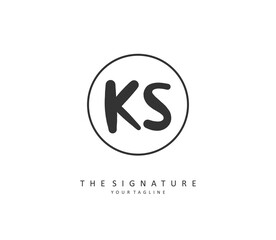 K S KS Initial letter handwriting and signature logo. A concept handwriting initial logo with template element.