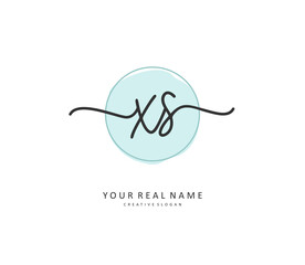 X S XS Initial letter handwriting and signature logo. A concept handwriting initial logo with template element.