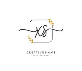 X S XS Initial letter handwriting and signature logo. A concept handwriting initial logo with template element.
