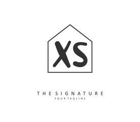 X S XS Initial letter handwriting and signature logo. A concept handwriting initial logo with template element.