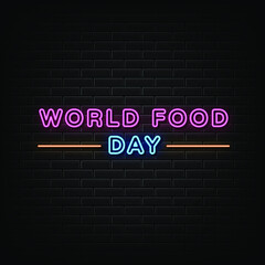 Obraz premium World food day neon sign