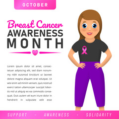 World Breast Cancer poster. web banner. Breast Cancer Awareness Pink Ribbon. Vector illustration.