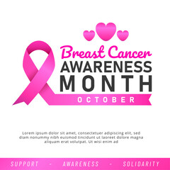 World Breast Cancer poster. web banner. Breast Cancer Awareness Pink Ribbon. Vector illustration.