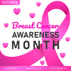 World Breast Cancer poster. web banner. Breast Cancer Awareness Pink Ribbon. Vector illustration.