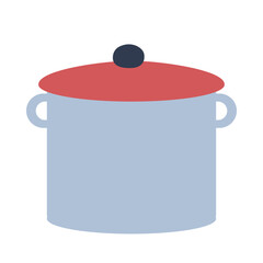 big silver pot with red lit