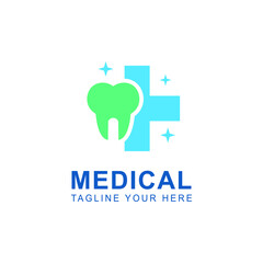 dentist logo design concept. tooth logo icon. hospital logo. vector illustration.