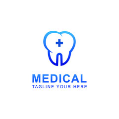 dentist logo design concept. tooth logo icon. hospital logo. vector illustration.