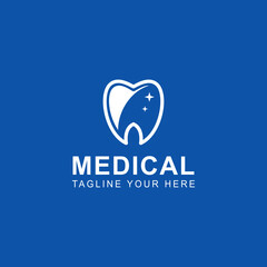 dentist logo design concept. tooth logo icon. hospital logo. vector illustration.
