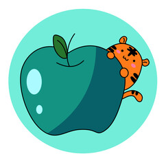 Tiger and apple