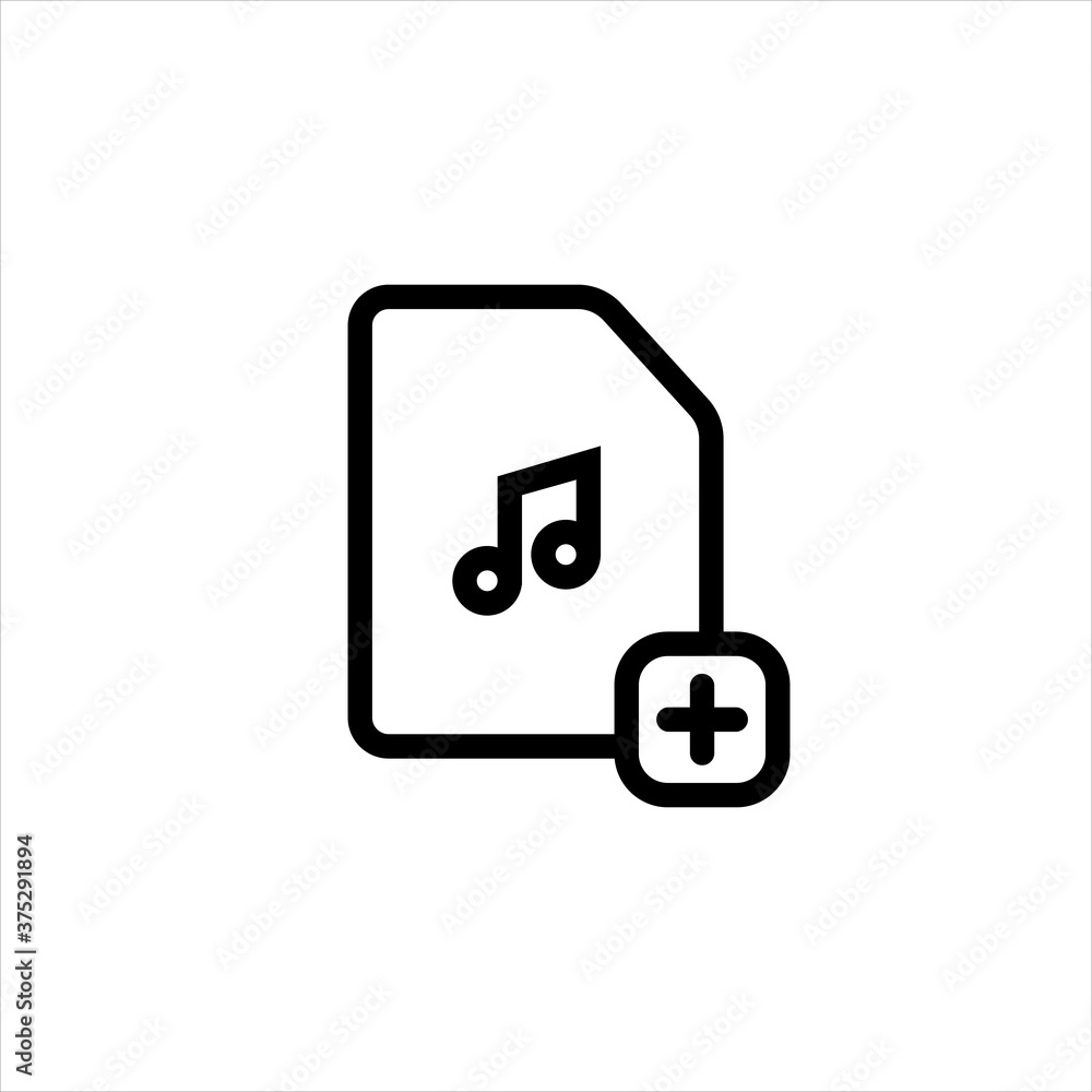 Poster add music line icon. music folder with addition sign. vector on isolated white background. eps 10