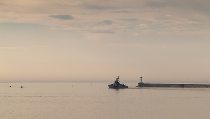 Obraz premium Russian warship goes out of Sevastopol bay