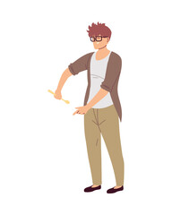 young cook man with glasses on white background