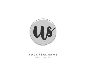 U S US Initial letter handwriting and signature logo. A concept handwriting initial logo with template element.