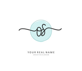 O S OS Initial letter handwriting and signature logo. A concept handwriting initial logo with template element.