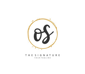 O S OS Initial letter handwriting and signature logo. A concept handwriting initial logo with template element.