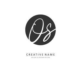 O S OS Initial letter handwriting and signature logo. A concept handwriting initial logo with template element.