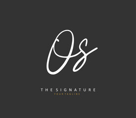 O S OS Initial letter handwriting and signature logo. A concept handwriting initial logo with template element.