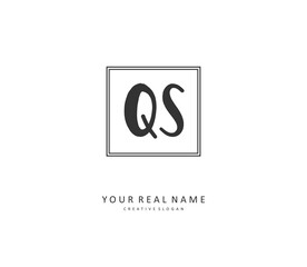 Q S QS Initial letter handwriting and signature logo. A concept handwriting initial logo with template element.