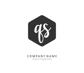 Q S QS Initial letter handwriting and signature logo. A concept handwriting initial logo with template element.