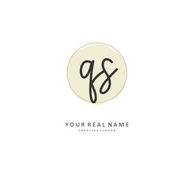 Q S QS Initial letter handwriting and signature logo. A concept handwriting initial logo with template element.