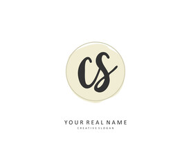 C S CS Initial letter handwriting and signature logo. A concept handwriting initial logo with template element.