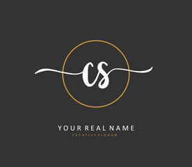 C S CS Initial letter handwriting and signature logo. A concept handwriting initial logo with template element.
