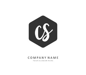C S CS Initial letter handwriting and signature logo. A concept handwriting initial logo with template element.