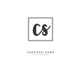 C S CS Initial letter handwriting and signature logo. A concept handwriting initial logo with template element.
