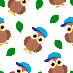 Seamless pattern cute owl vector illustration