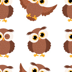 Seamless pattern cute owl vector illustration