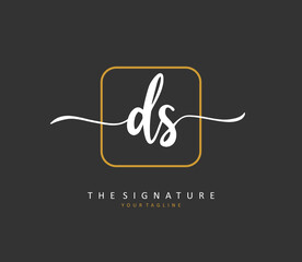 D S DS Initial letter handwriting and signature logo. A concept handwriting initial logo with template element.