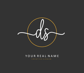 D S DS Initial letter handwriting and signature logo. A concept handwriting initial logo with template element.