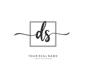 D S DS Initial letter handwriting and signature logo. A concept handwriting initial logo with template element.
