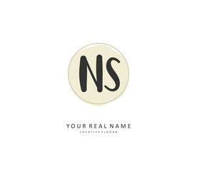 N S NS Initial letter handwriting and signature logo. A concept handwriting initial logo with template element.