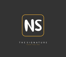 N S NS Initial letter handwriting and signature logo. A concept handwriting initial logo with template element.