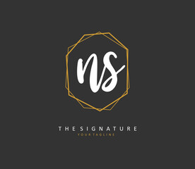 N S NS Initial letter handwriting and signature logo. A concept handwriting initial logo with template element.