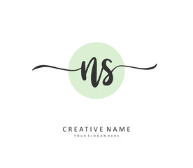 N S NS Initial letter handwriting and signature logo. A concept handwriting initial logo with template element.