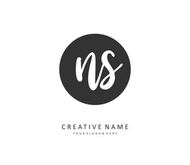 N S NS Initial letter handwriting and signature logo. A concept handwriting initial logo with template element.