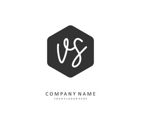 V S VS Initial letter handwriting and signature logo. A concept handwriting initial logo with template element.