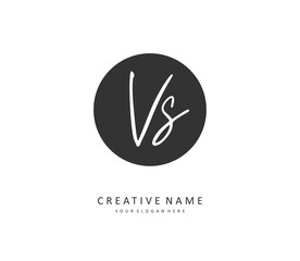 V S VS Initial letter handwriting and signature logo. A concept handwriting initial logo with template element.