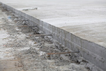 expansion joint construction of a cement road. washed concrete technology