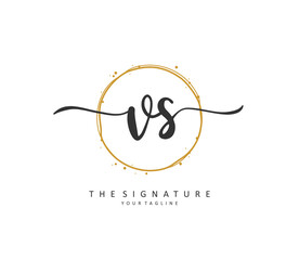 V S VS Initial letter handwriting and signature logo. A concept handwriting initial logo with template element.