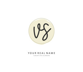 V S VS Initial letter handwriting and signature logo. A concept handwriting initial logo with template element.