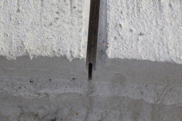 expansion joint construction of a cement road. washed concrete technology