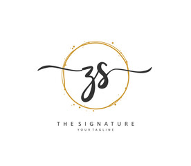 Z S ZS Initial letter handwriting and signature logo. A concept handwriting initial logo with template element.
